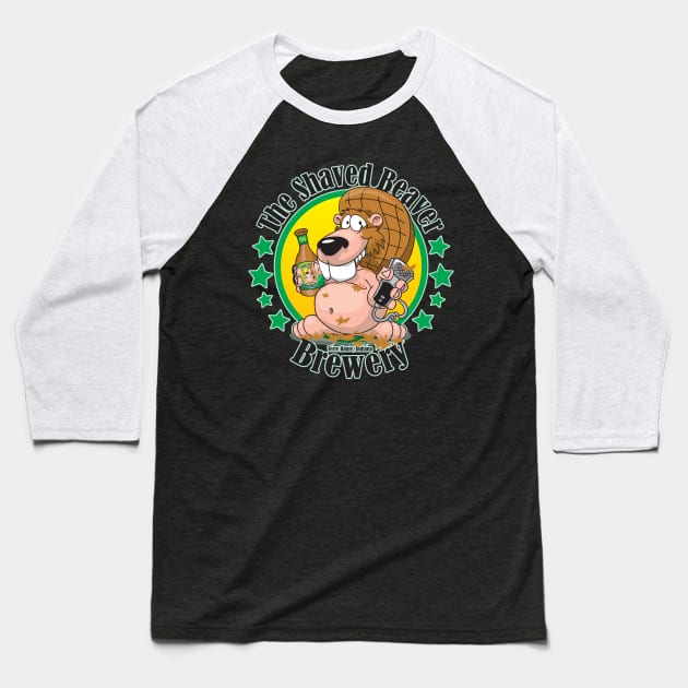 Shaved Beaver Brewery Baseball T-Shirt by CuddleswithCatsArt